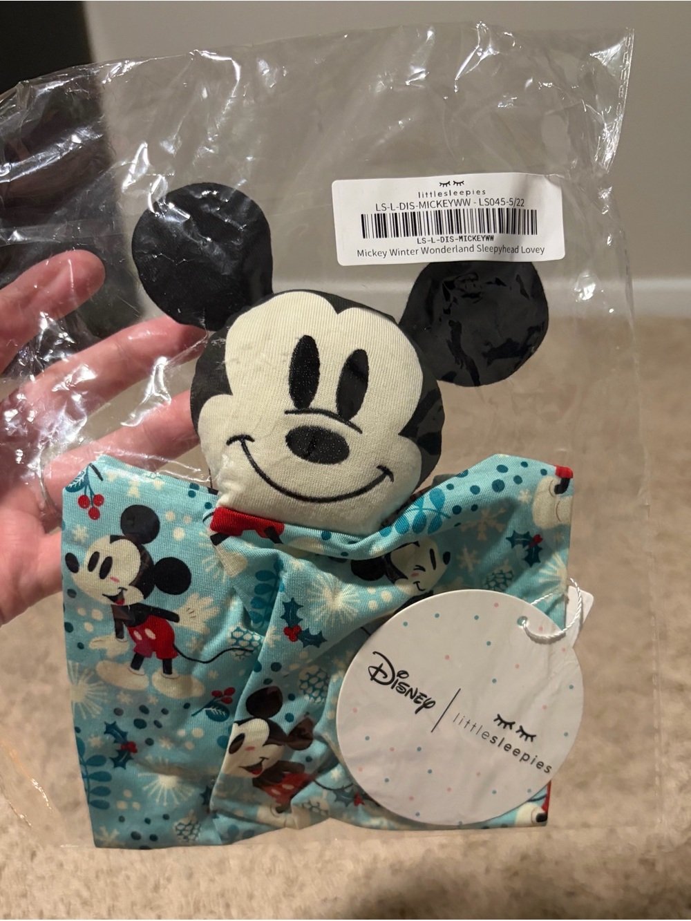 Little Sleepies Disney Mickey Winter Wonderland Sleepyhead Lovey NWT